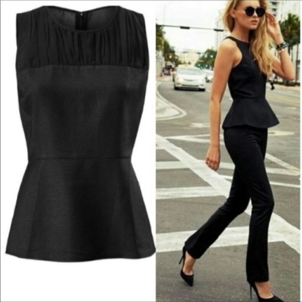 CABI Sleeveless Peplum (Sheer Yoke) #3080